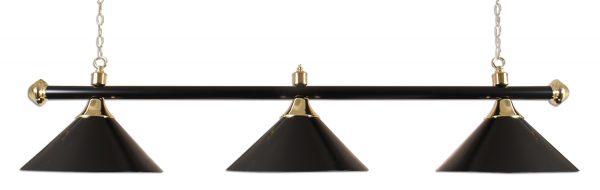 Buffalo brass billiard lamp with 3 black shades 150cm