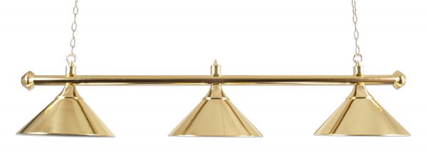 Buffalo brass billiard lamp with 3 brass shades 150cm