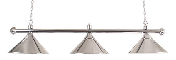 Buffalo chrome billiard lamp with 3 chrome shades 150cm
